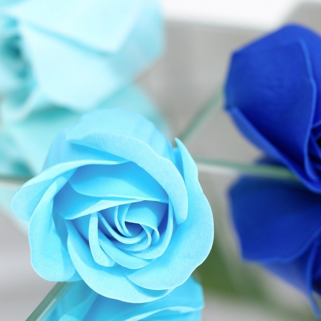 Набор мыльные розочки синие оттенки (12 шт)