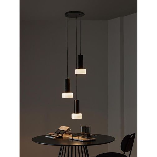 Светильник подвесной каскадный Fungus, 15х25 см, 3 плафона, белый/черный