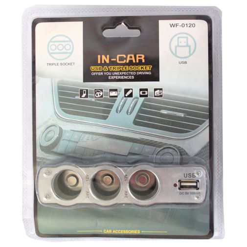 Разветвитель для прикуривателя с USB разъемом In-car Разветвитель для прикуривателя с USB разъемом In-car