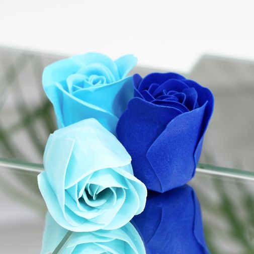 Набор мыльные розочки синие оттенки (12 шт)