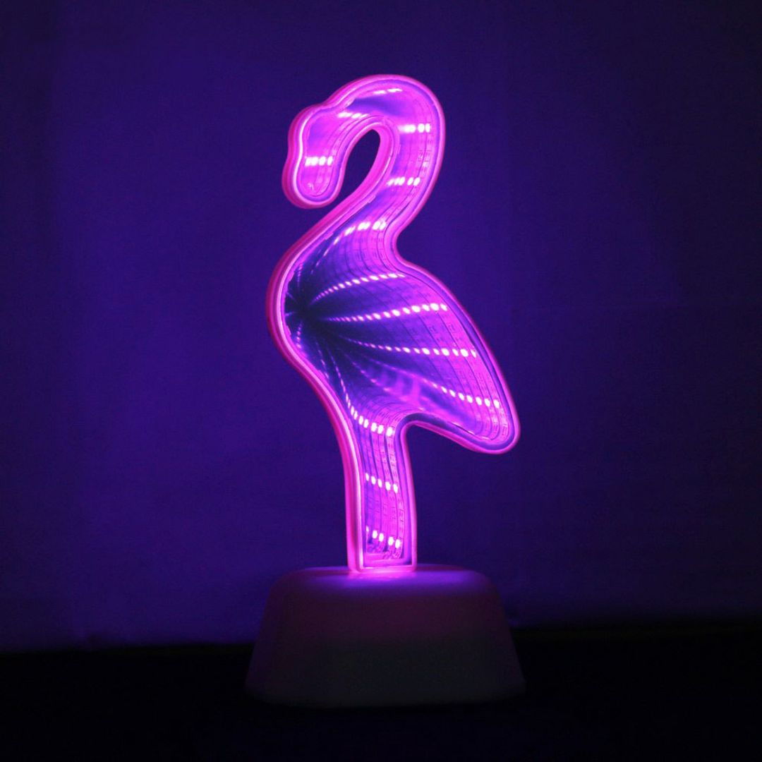 Зеркальный 3D Светильник Фламинго (с эффектом тоннеля)