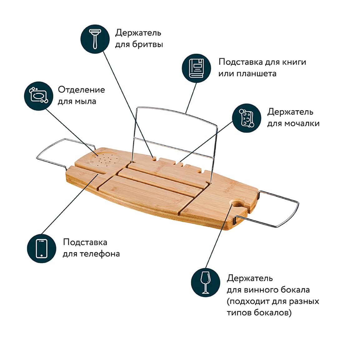 Полка для ванной Kine (бамбук) Полка для ванной Kine (бамбук)