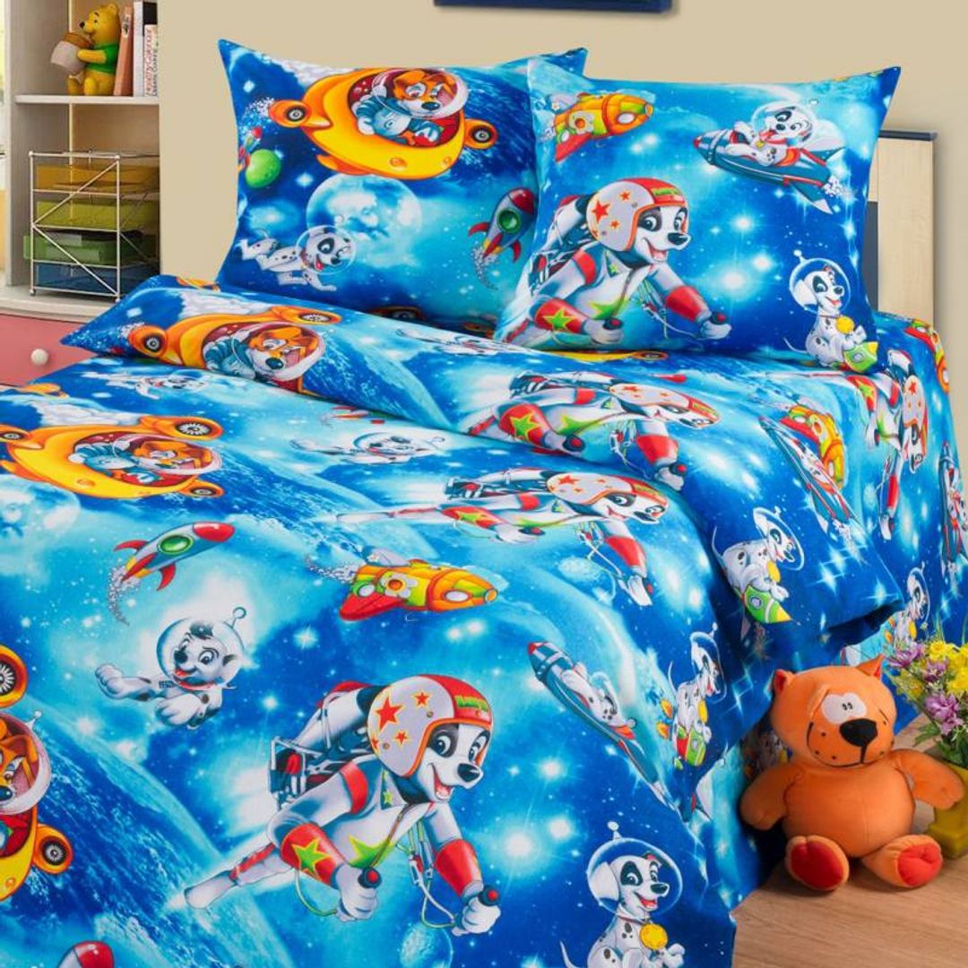 Детское постельное белье Дом снов Собачки в космосе (1,5 сп) Детское постельное белье Дом снов Собачки в космосе (1,5 сп)