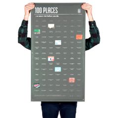 Плакат 100 мест, которые нужно посетить в жизни