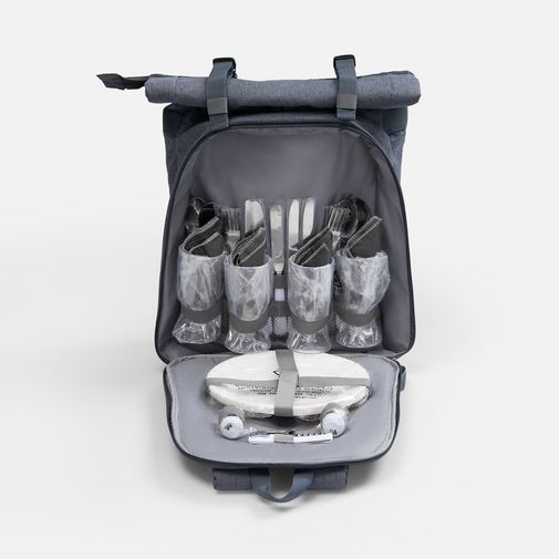 Набор для пикника Picnivo на 4 персоны (темно-серый меланж)