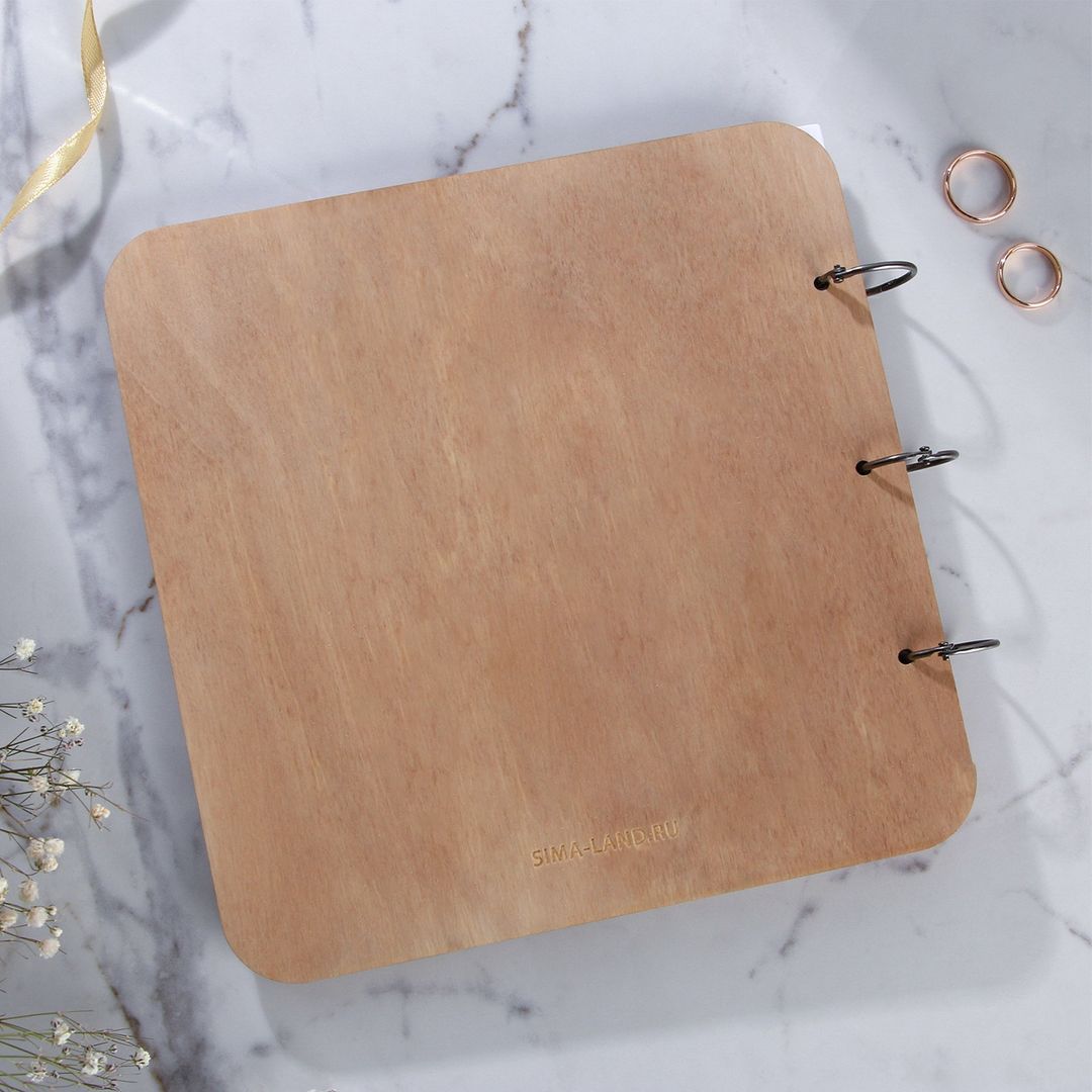 Книга пожеланий в деревянной обложке Цветы Книга пожеланий в деревянной обложке Цветы