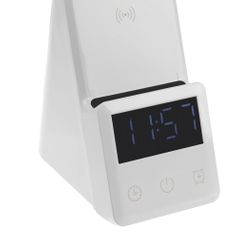 Лампа с будильником для беспроводной зарядки смартфона и часов Powerack (Белый)