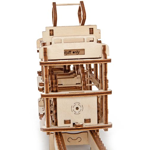 Механический 3D Пазл Ugears Трамвай Мелкие детали, полностью из дерева
