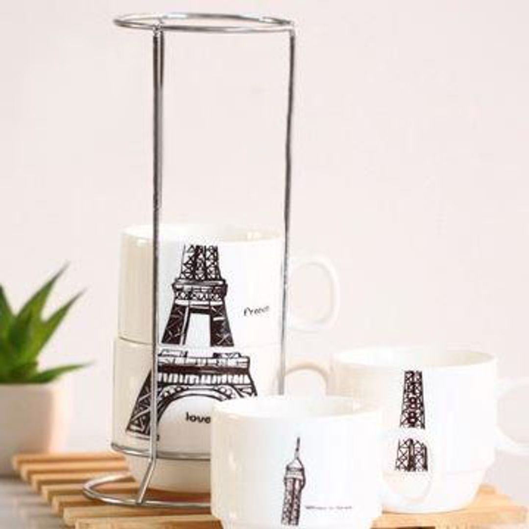 Набор чашек Эйфелева башня На подставке