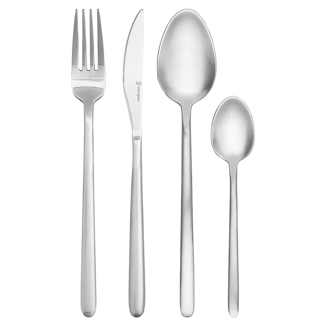 Набор столовых приборов Pure, серебристые матовые, 24 пред. Набор столовых приборов Pure, серебристые матовые, 24 пред.