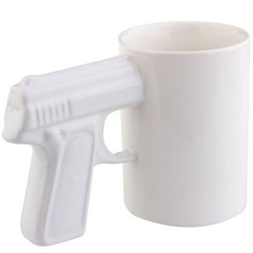 Кружка Пистолет (Белая с белой ручкой) Кружка Пистолет (Белая с белой ручкой)
