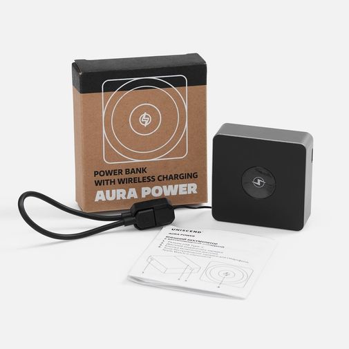Внешний аккумулятор с беспроводной зарядкой Aura Power 5000 мАч (серый)