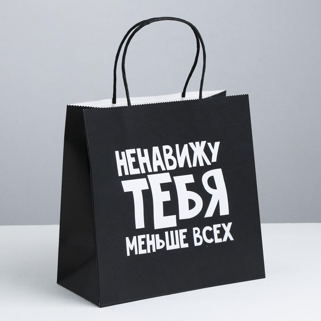 Подарочный пакет Ненавижу тебя меньше всех (22 х 22 х 11 см) Подарочный пакет Ненавижу тебя меньше всех (22 х 22 х 11 см)