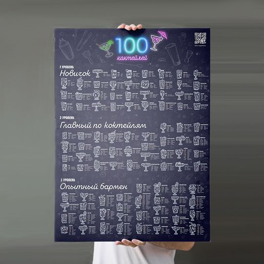 Скретч-плакат 100 коктейлей