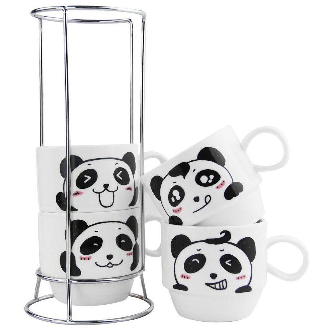 Набор чашек Панды Рядом с подставкой Набор чашек Панды Рядом с подставкой