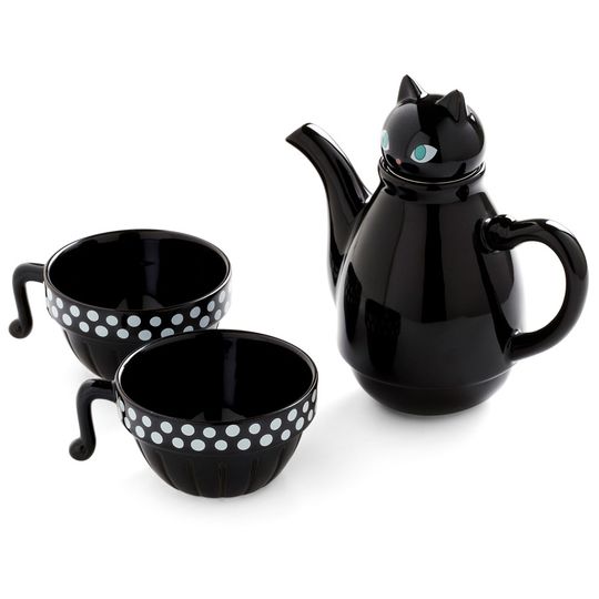                           Заварник с чашками Котик (Черный)
