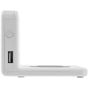 Часы настольные с беспроводным зарядным устройством Pitstop (белый) Часы настольные с беспроводным зарядным устройством Pitstop (белый)