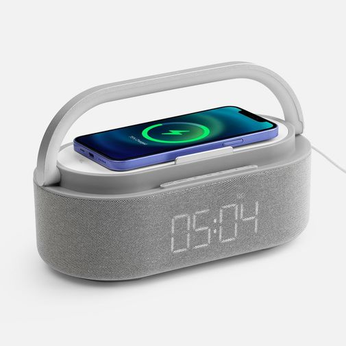 Колонка с часами и беспроводной зарядкой Veske ver.2 (серый) Колонка с часами и беспроводной зарядкой Veske ver.2 (серый)