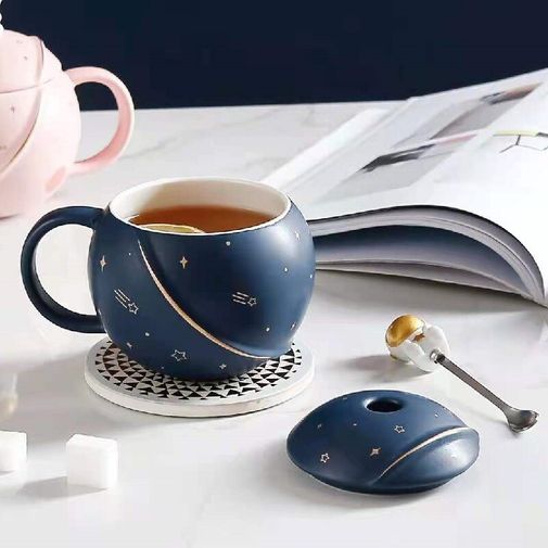 Кружка с ложкой Космическая прогулка (Синий) Кружка с ложкой Космическая прогулка (Синий)