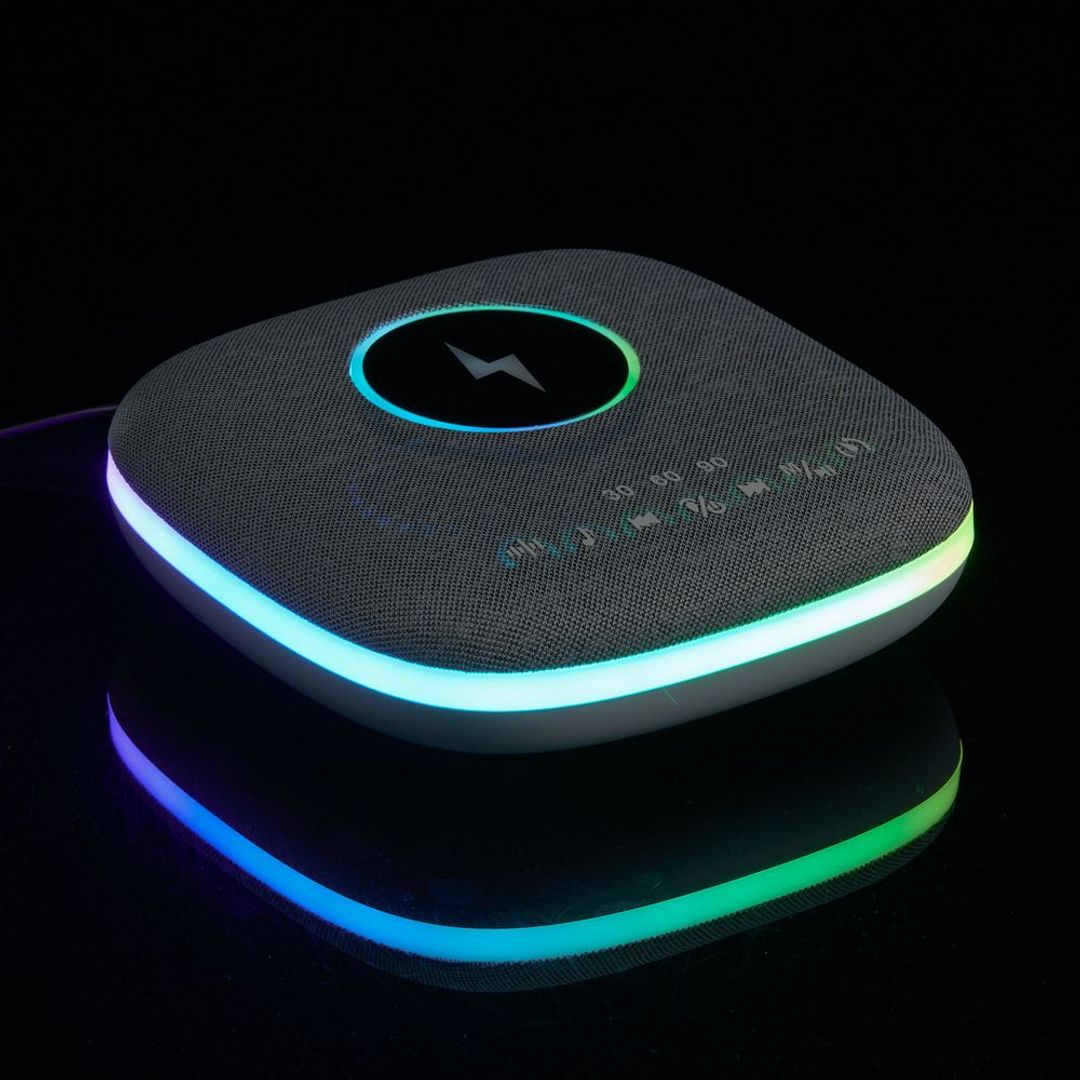 Bluetooth-колонка с беспроводной зарядкой и подсветкой Terrafonic (серый)