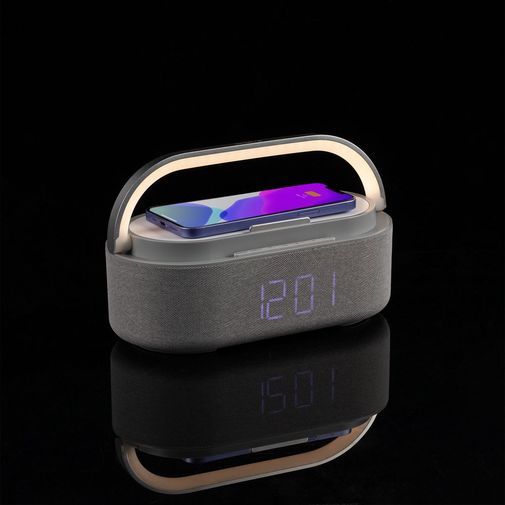 Колонка с часами и беспроводной зарядкой Veske (Серая)