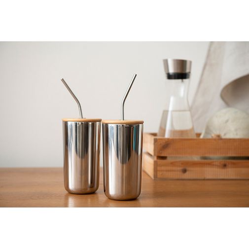 Термостакан стальной с трубочкой (520 мл)