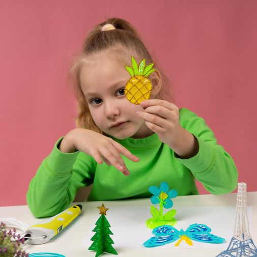 3D ручка пластик в комплекте (Жёлтая)