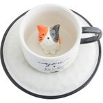 Кружка с блюдцем Котик на дне