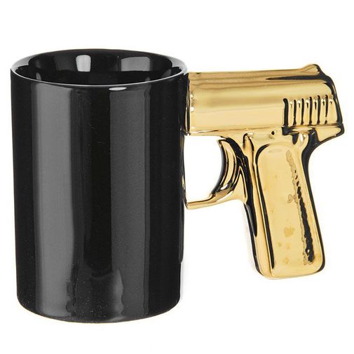Кружка Пистолет (Черный, золотистая ручка) Кружка Пистолет (Черный, золотистая ручка)