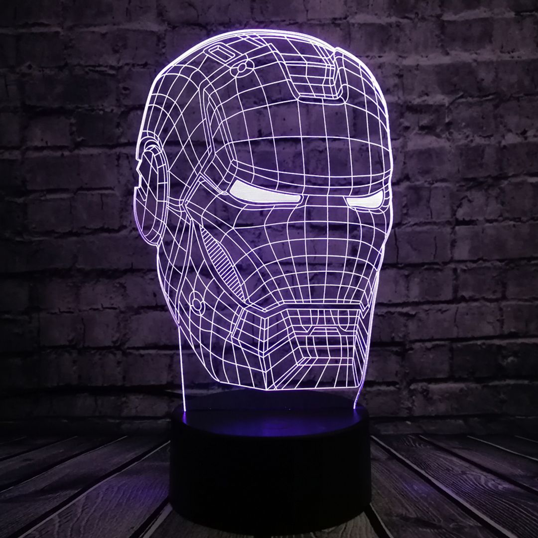 3D Лампа Голова железного человека 3D Лампа Голова железного человека