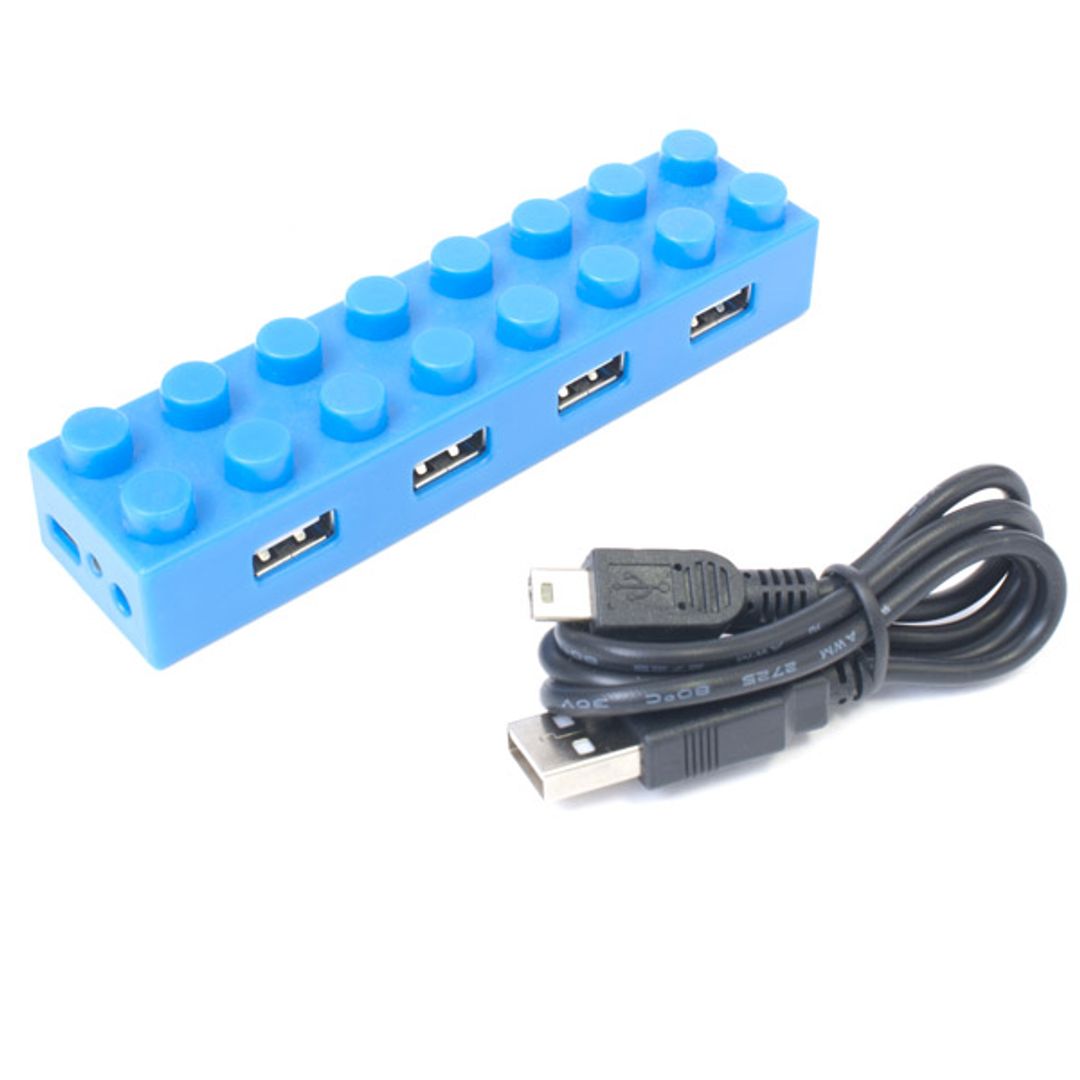 USB Хаб Лего (Голубой) с проводом