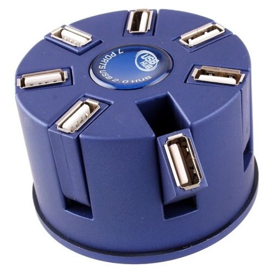                           Круглый USB Хаб 7 портов Синий
                