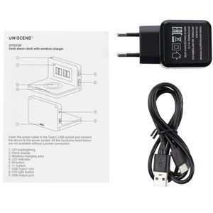 Часы настольные с беспроводным зарядным устройством Pitstop (черный)