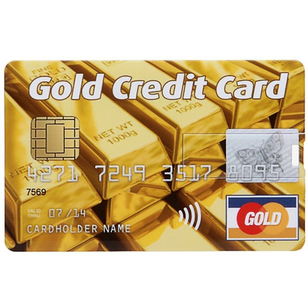 Флешка Кредитка Gold Credit Card 16 Гб Лицевая сторона Флешка Кредитка Gold Credit Card 16 Гб Лицевая сторона