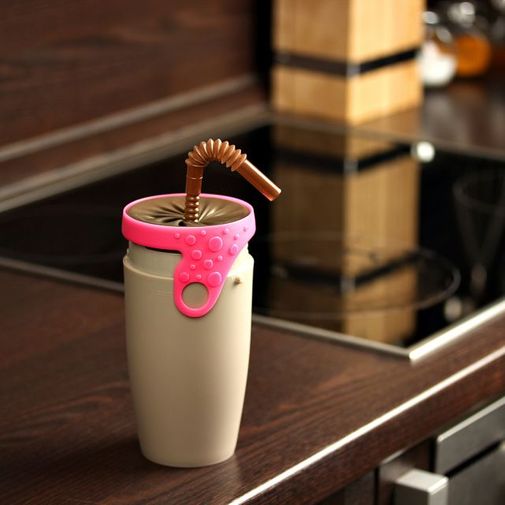 Стакан Непроливайка с трубочкой Spin Cup (Розовый с коричневым) Стакан Непроливайка с трубочкой Spin Cup (Розовый с коричневым)