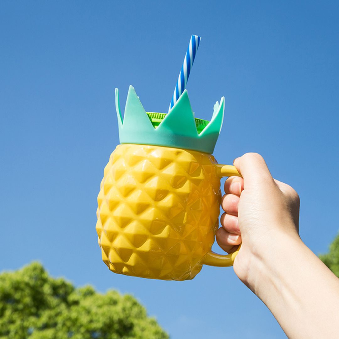Кружка с крышкой и трубочкой Ананас Кружка с крышкой и трубочкой Ананас