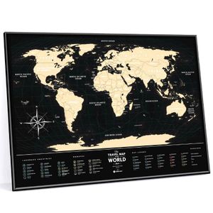 Скретч-карта мира Travel Map Black World в металлической раме (на английском)