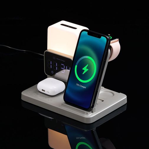 Зарядная станция с электронными часами и подсветкой Large Charge ver.3 (серый)