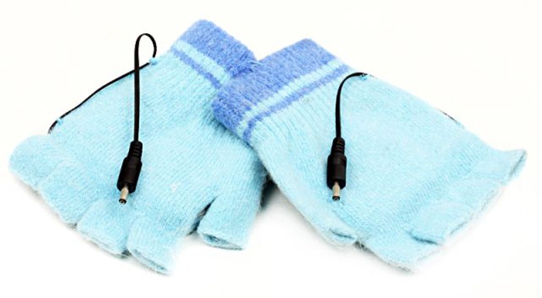Перчатки с подогревом от USB Голубые