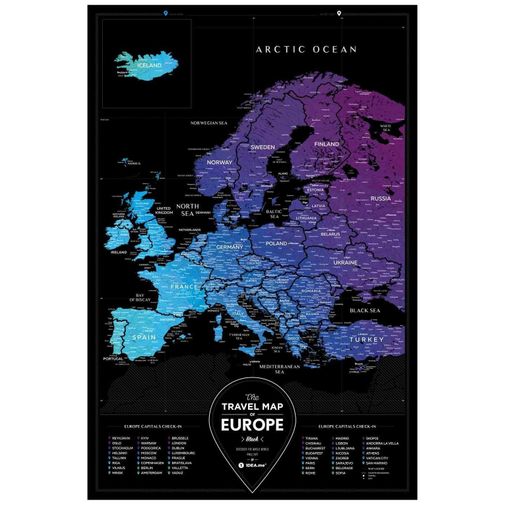 Скретч-карта Европы Travel Map Black Europe (на английском)
