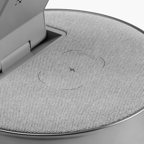 Bluetooth-колонка с беспроводной зарядкой и часами netEnergy (серый)