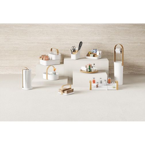 Держатель-органайзер для туалетной бумаги Bellwood (белый/натуральное дерево)