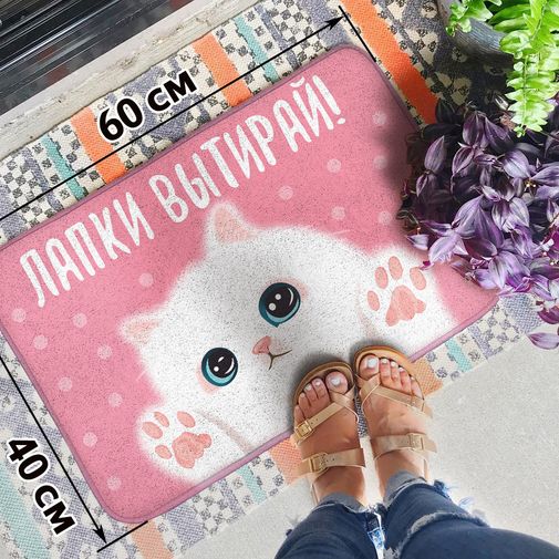 Коврик для входной двери Лапки вытирай
