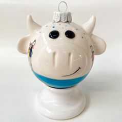 Фарфоровый елочный шар Коровка Земной шар (ручная роспись)