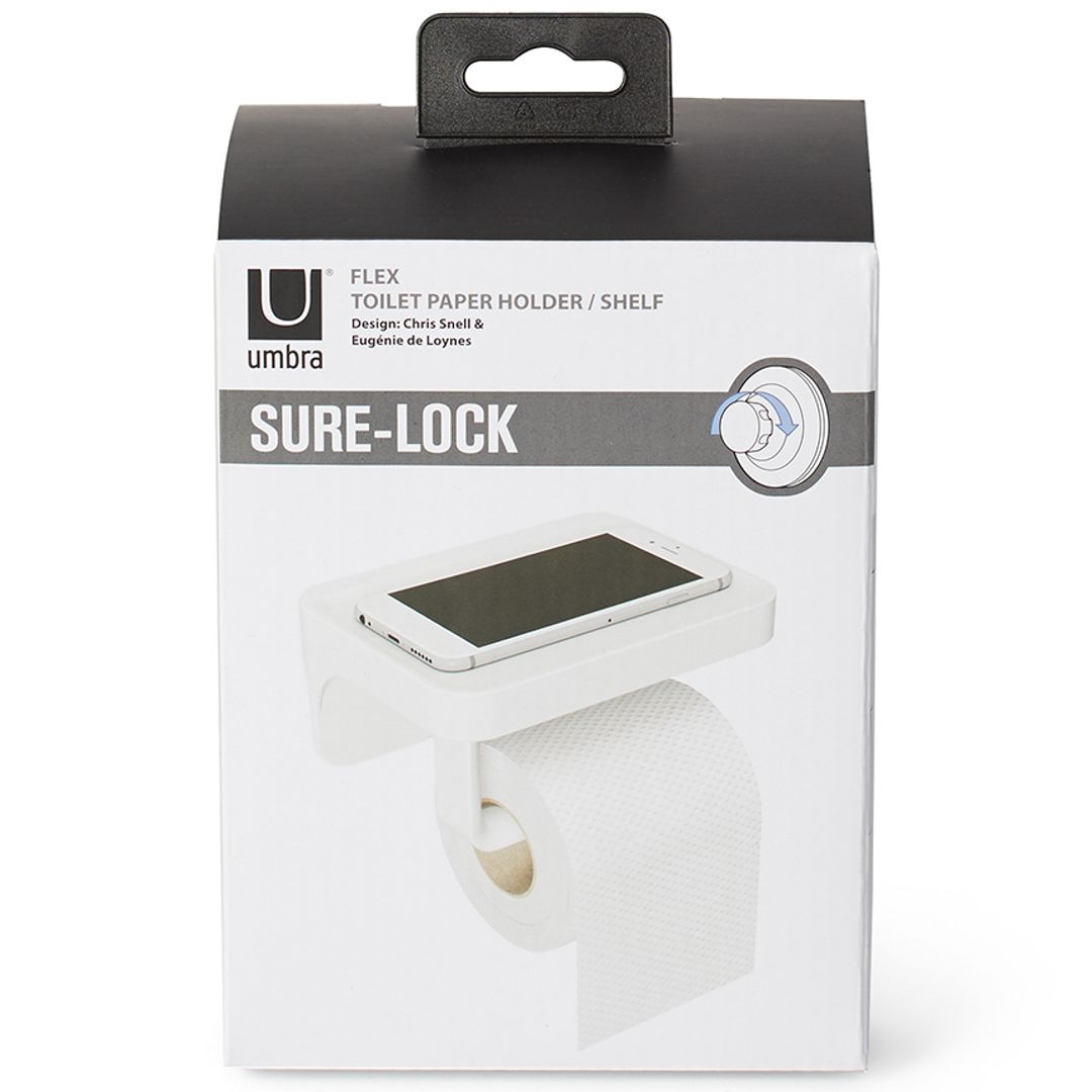 Держатель для туалетной бумаги с полочкой Flex Держатель для туалетной бумаги с полочкой Flex