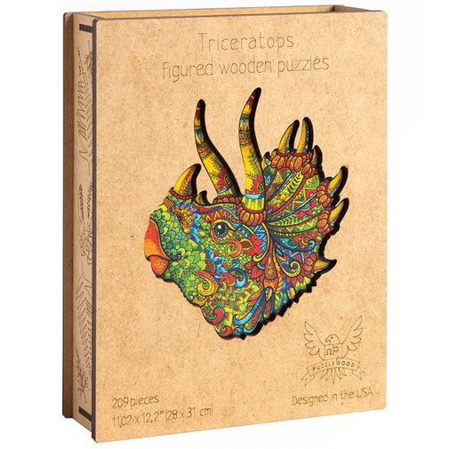Деревянный пазл Puzzlewood Трицератопс