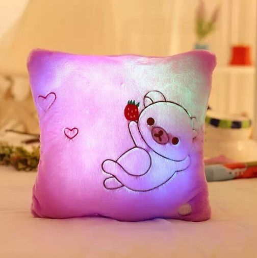 Светящаяся подушка Мишка (Розовая)