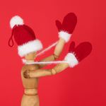 Подвеска на елку Вьюжка (варежки, красный)