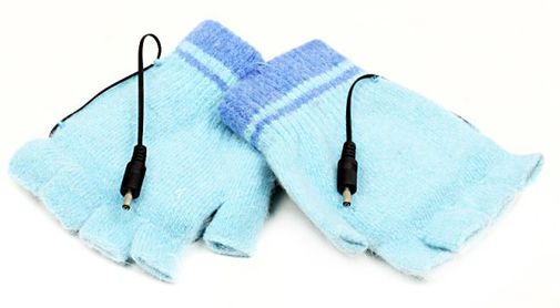 Перчатки с подогревом от USB Голубые