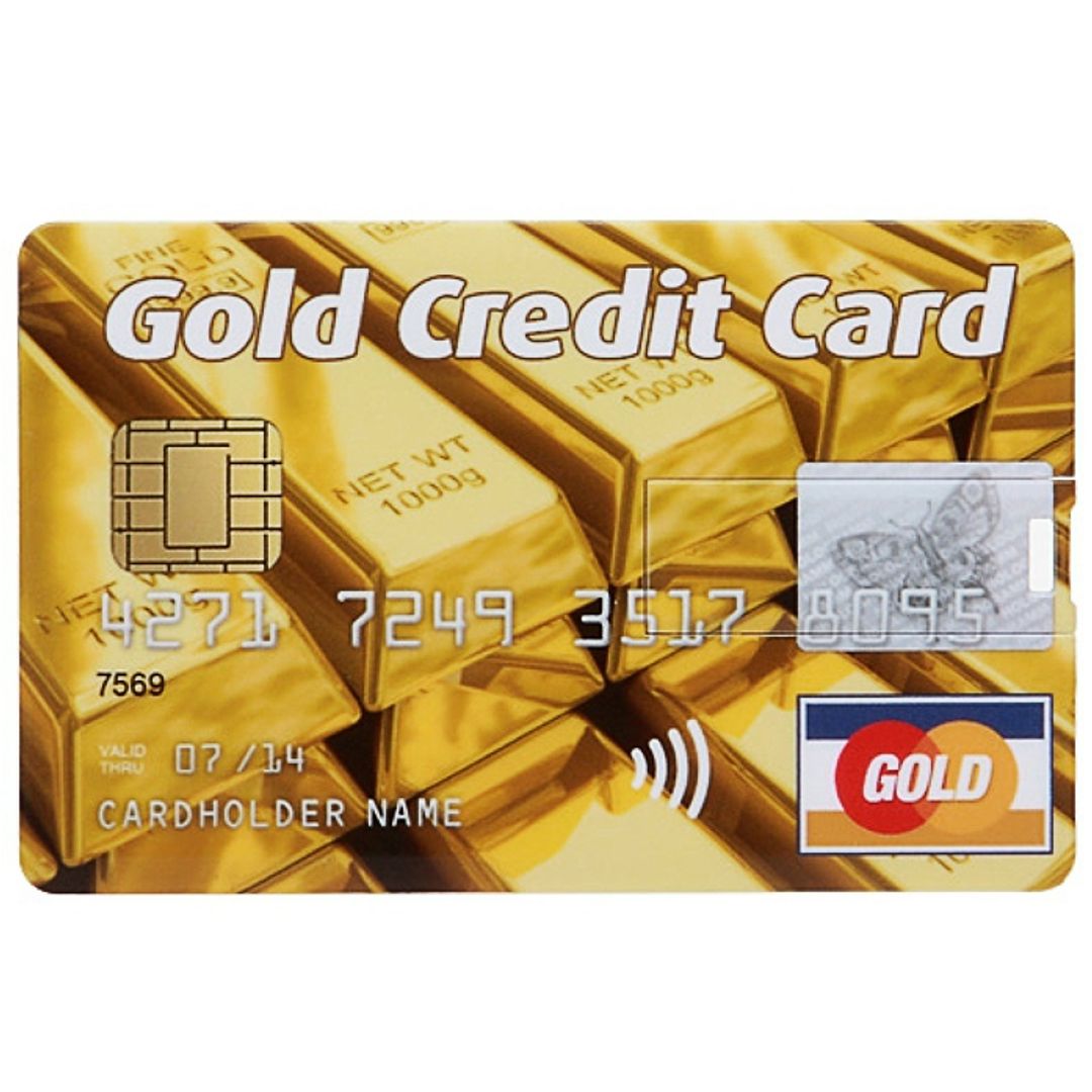 Флешка Кредитка Gold Credit Card 8 Гб Лицевая сторона Флешка Кредитка Gold Credit Card 8 Гб Лицевая сторона